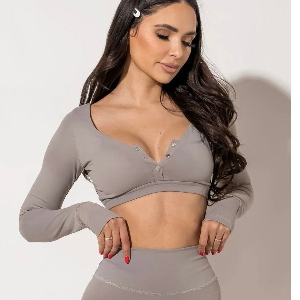 Agent84 Kona Long Sleeve Henley Crop Buttersoft in Clay Sz. S/M